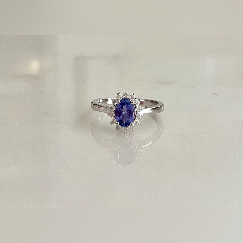 Tanzanite Moissanite Sunburst Ring
